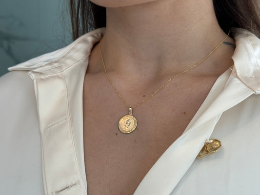 14k Gold Guardian Angel charm Necklace Religious charm