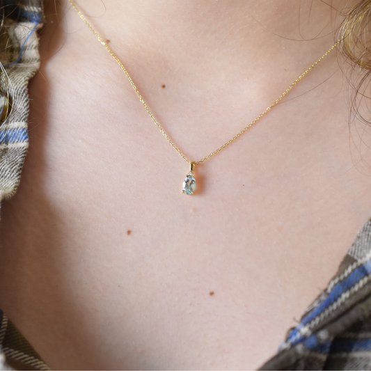 14k Aquamarine and Diamond Necklace