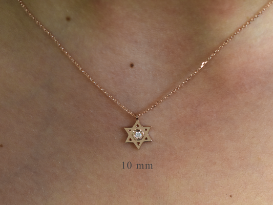 14k Gold and diamond Star Of David necklace - religious charm