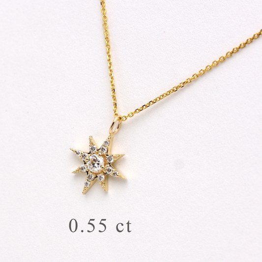 14K Gold Diamond North Star Necklace - Celestial diamond necklace