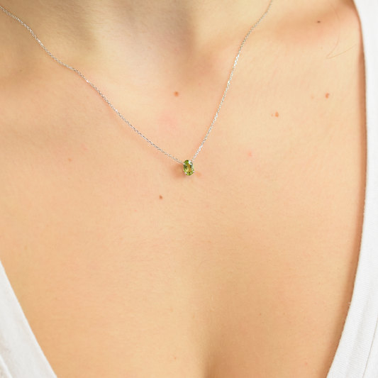 Oval Peridot solitaire necklace