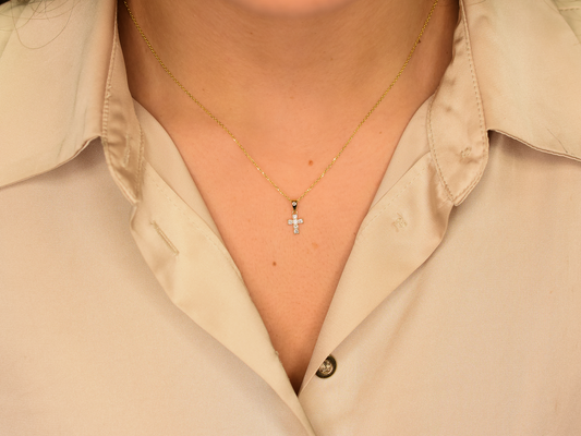 14K Gold Diamond Cross Pendant | Elegant Religious Jewelry