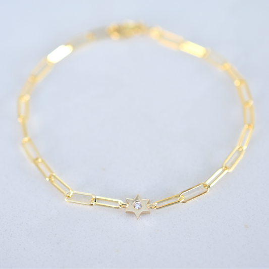 Diamond Star of David Bracelet in 14 k solid gold