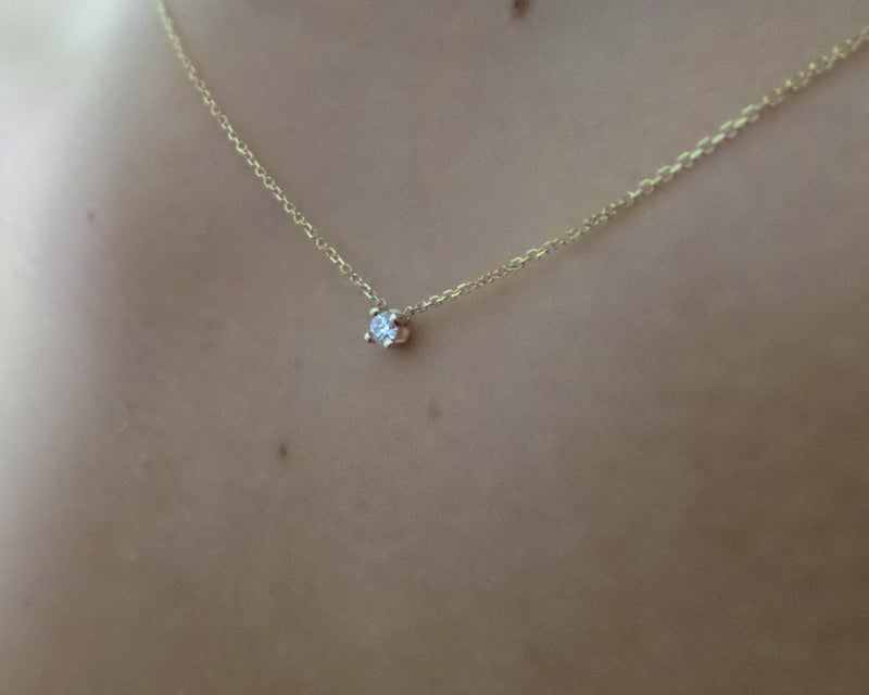 14k Gold Diamond Solitaire Necklace