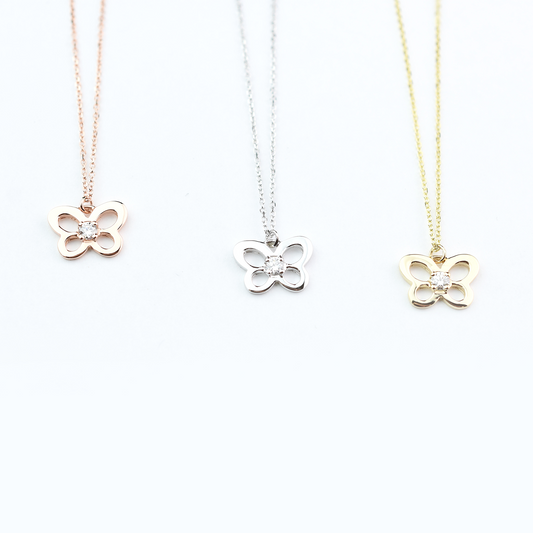 14K Diamond Butterfly Necklace