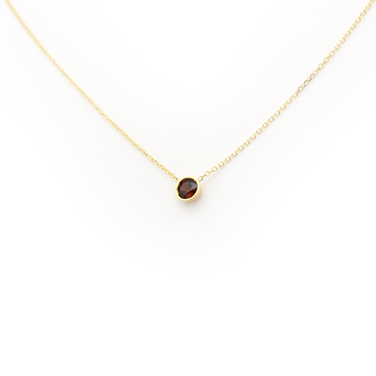 Garnet Bezel Solitaire Necklace