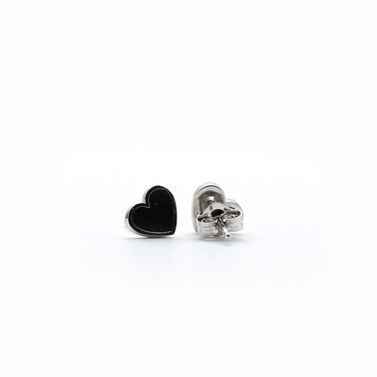 Black Heart Enamel Earrings