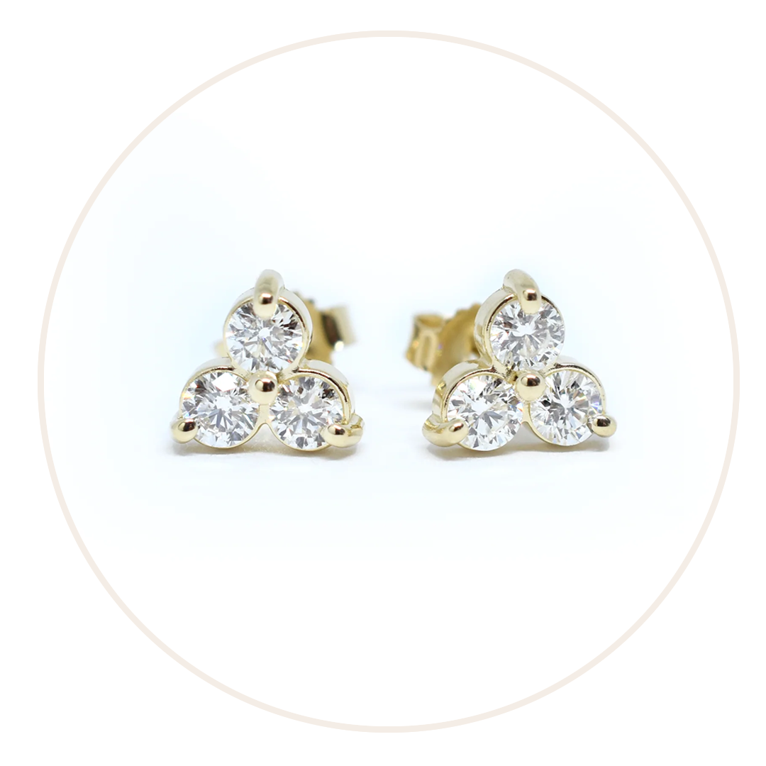 14k Gold Diamond Earrings by Diamond For Love
