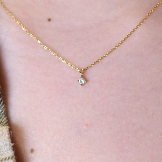 14k 0.06ct Diamond Prong Necklace