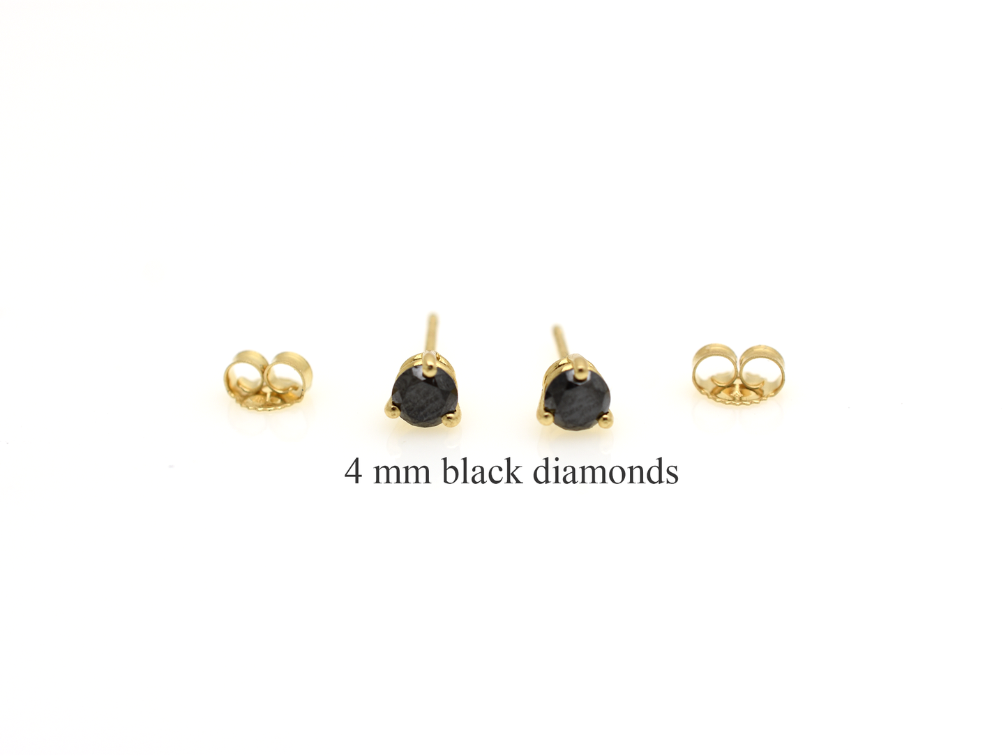 14k gold black diamond stud earrings with a 0.50 carat round shape black diamonds 