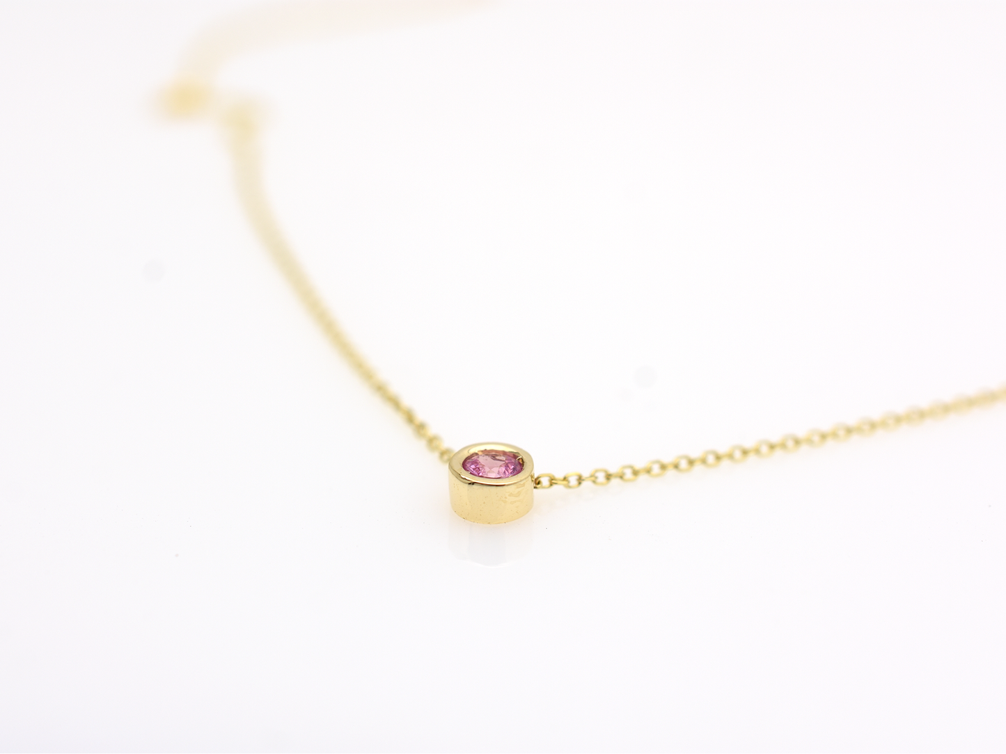 14K Gold Pink Sapphire Sliding Necklace