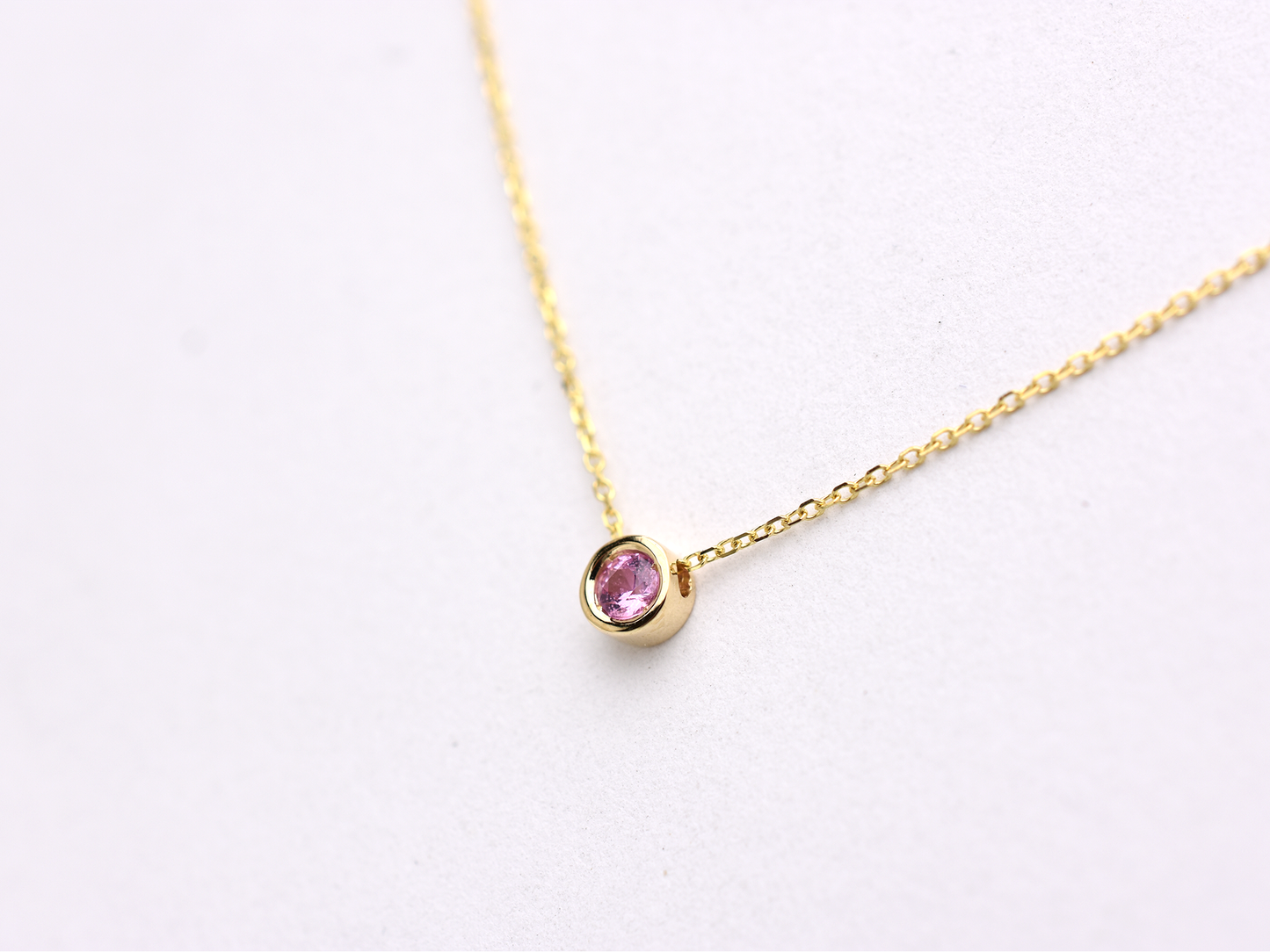 14K Gold Pink Sapphire Sliding Necklace