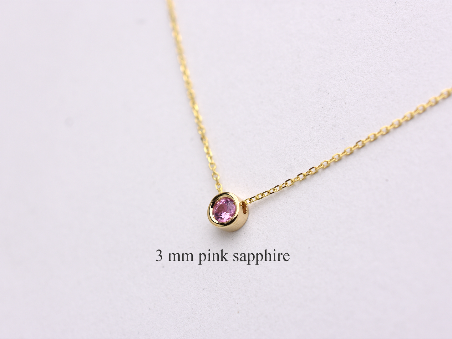 14K Gold Pink Sapphire Sliding Necklace