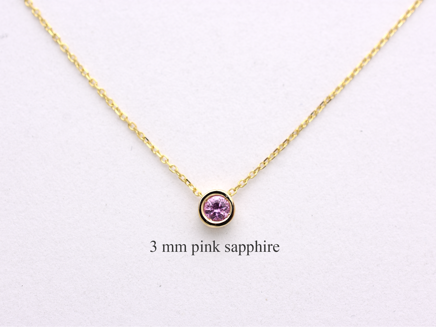 14K Gold Pink Sapphire Sliding Necklace