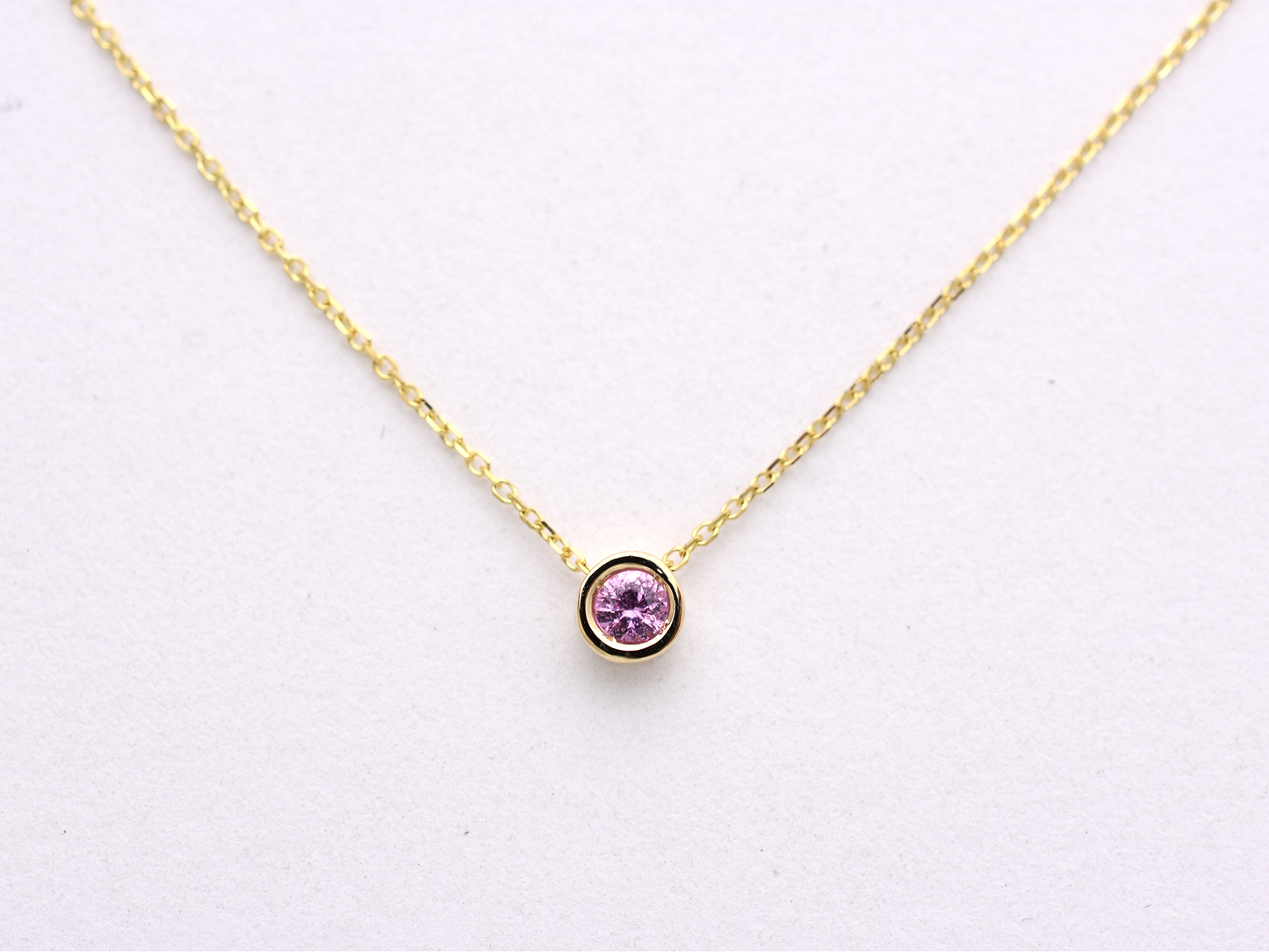 14K Gold Pink Sapphire Sliding Necklace
