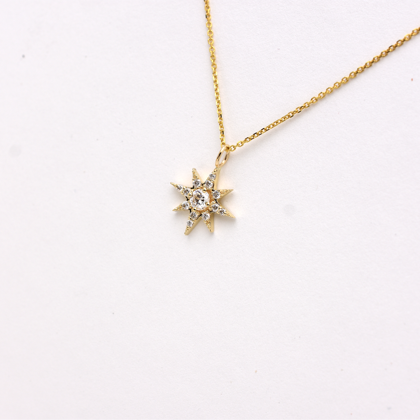 14K Gold Diamond North Star Necklace - Celestial diamond necklace