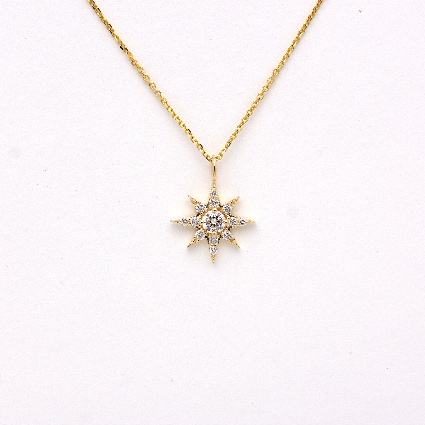 14K Gold Diamond North Star Necklace - Celestial diamond necklace
