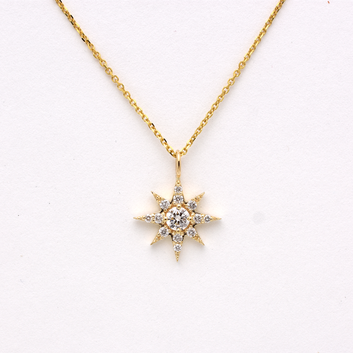 14K Gold Diamond North Star Necklace - Celestial diamond necklace