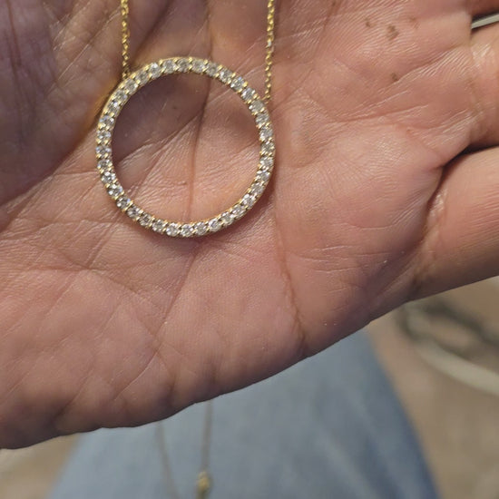 Diamond circle necklace / 14k solid gold 1 carat total ethically sourced  diamonds / Layering statement