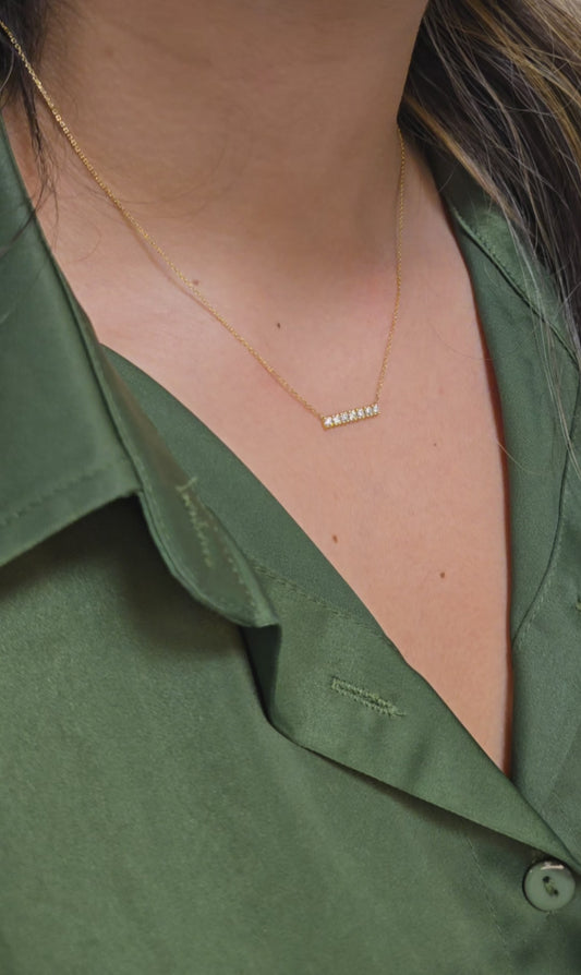 14k gold diamond bar necklace
