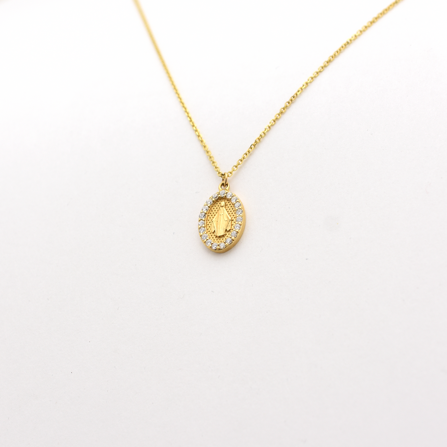 14k Diamond Virgin Mary Necklace