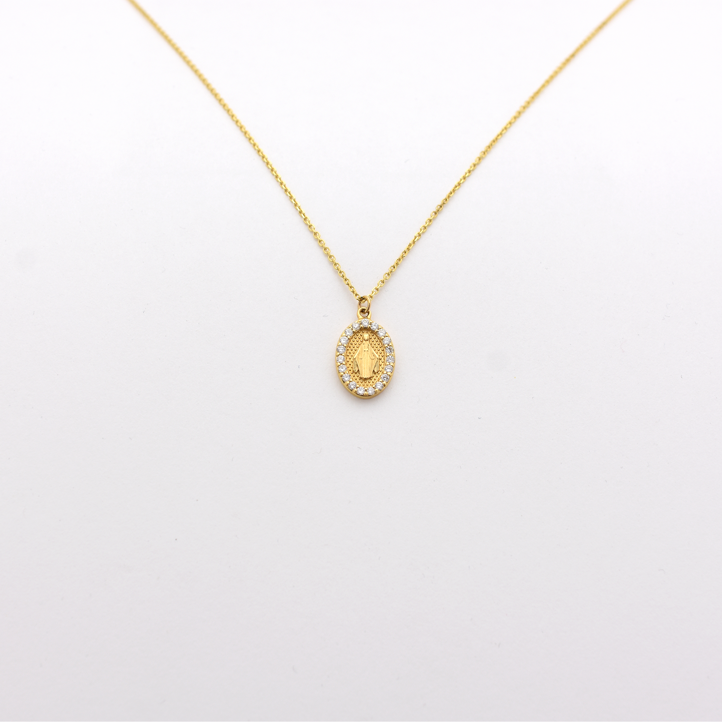 14k Diamond Virgin Mary Necklace