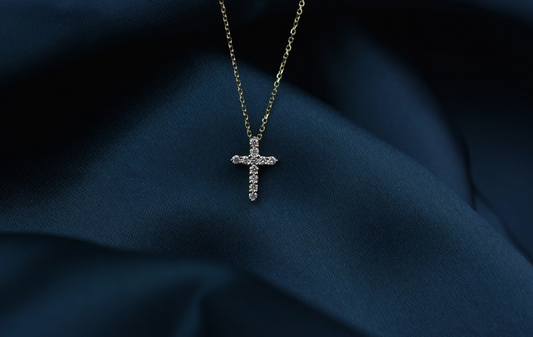 14k gold diamond cross necklace