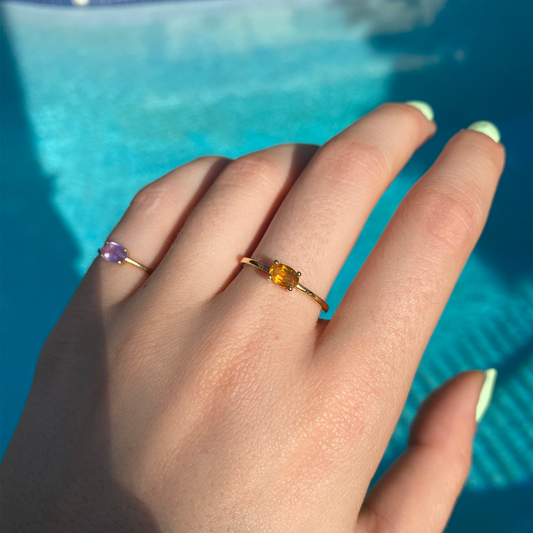 14k gold yellow citrine ring November birthstone
