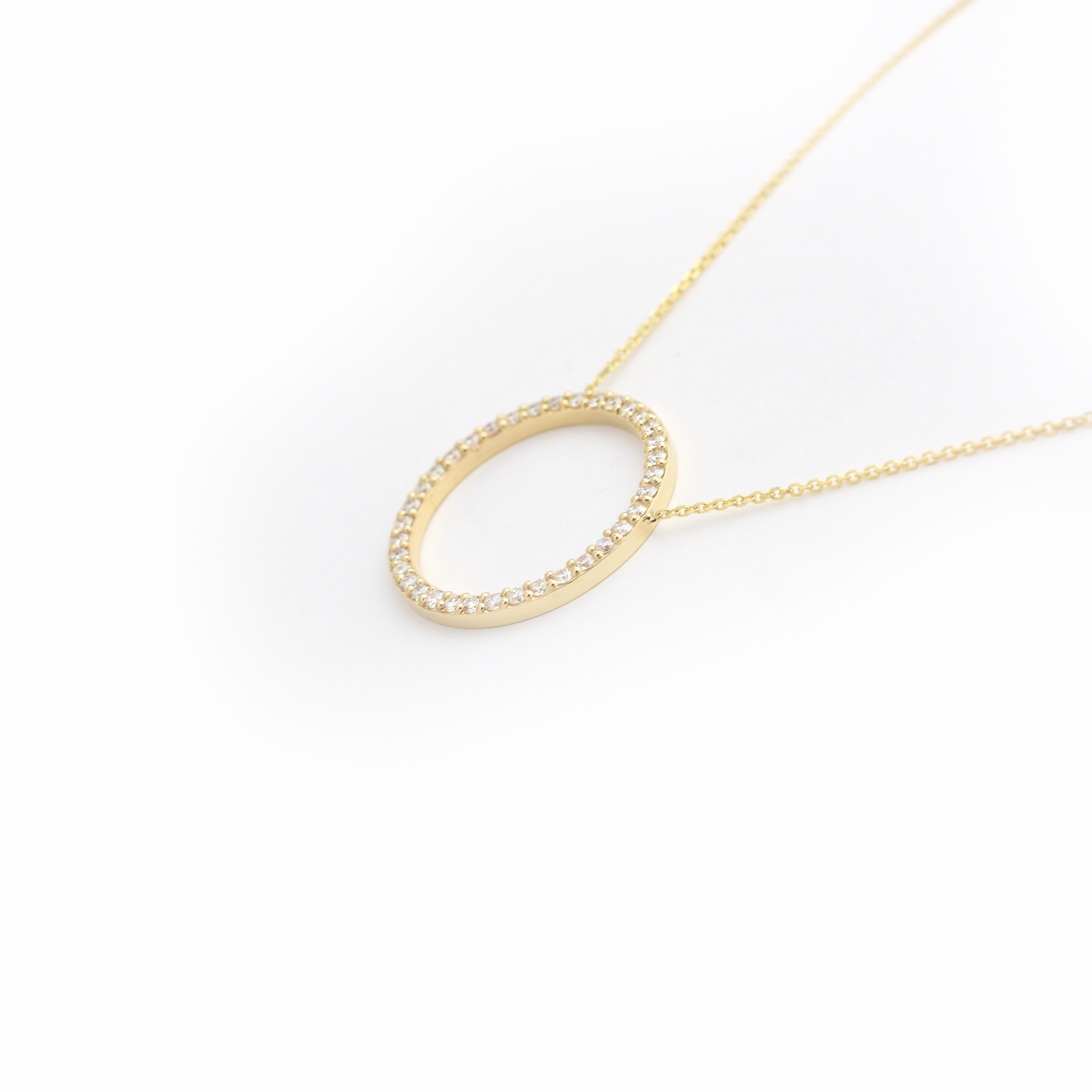 Diamond circle necklace / 14k solid gold 1 carat total ethically sourced  diamonds / Layering statement