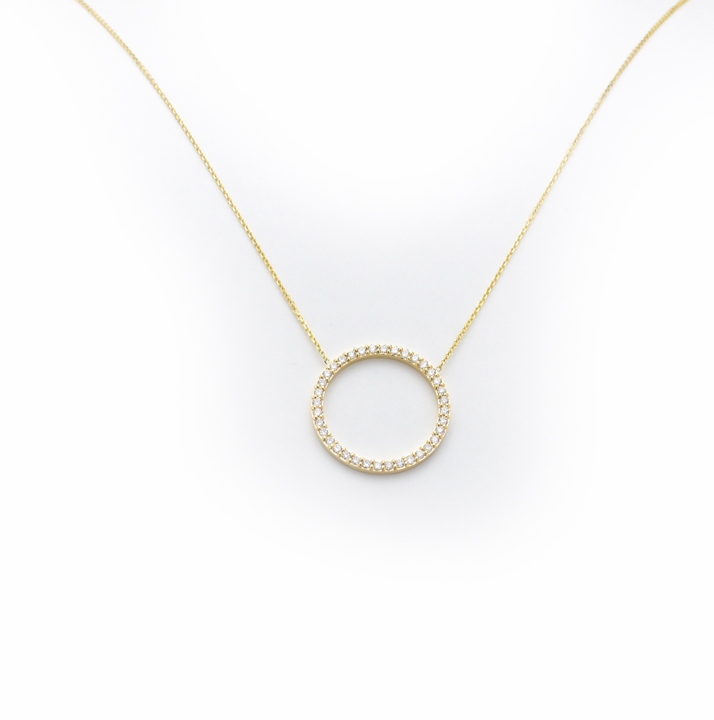 14k Gold Diamond Circle Necklace