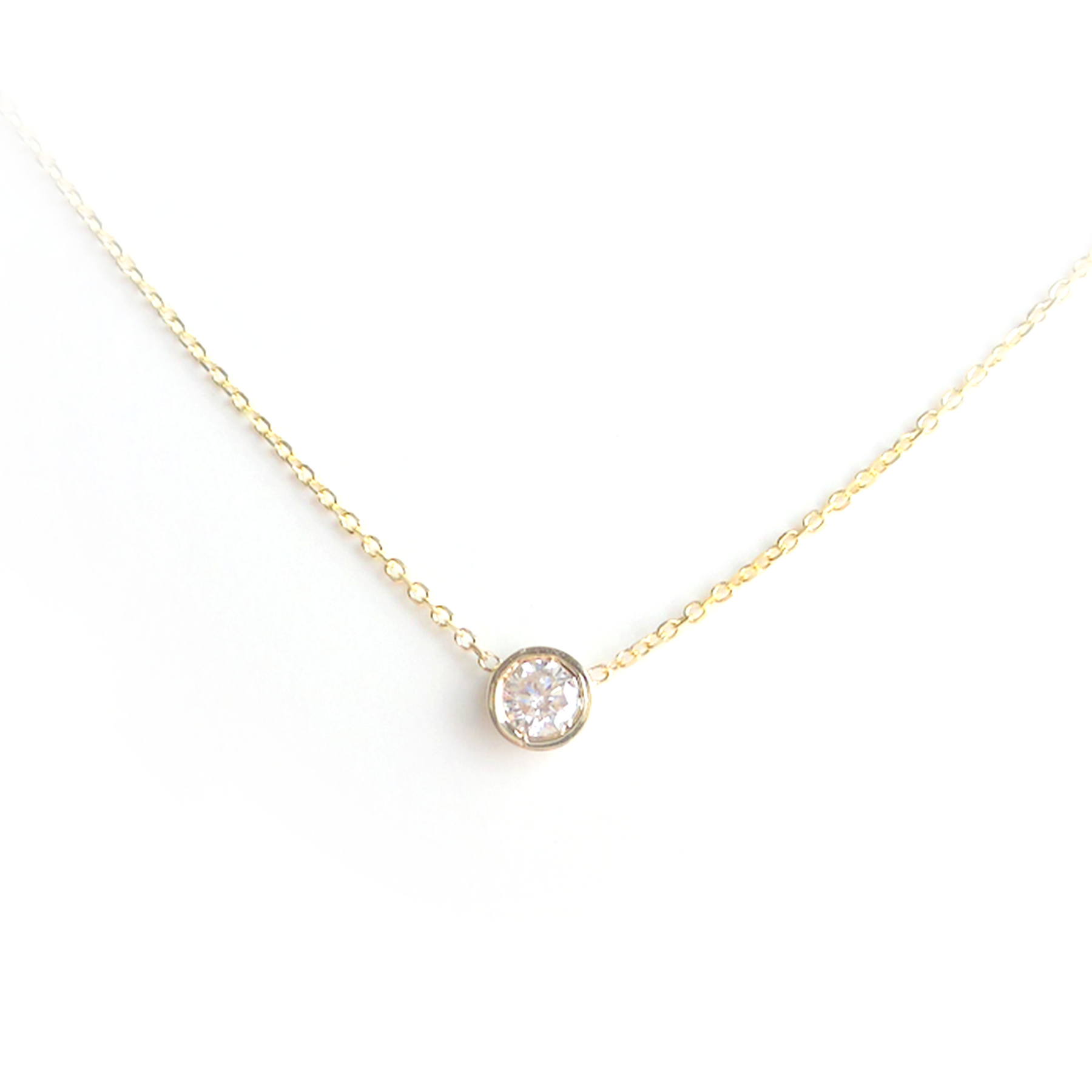 14KT Yellow Gold Diamond Bezel Drop Necklace – Harrisons Collection