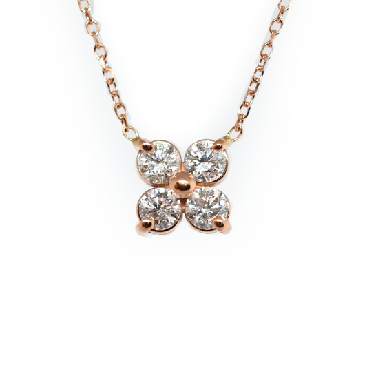 14K Four Diamond Cluster Necklace