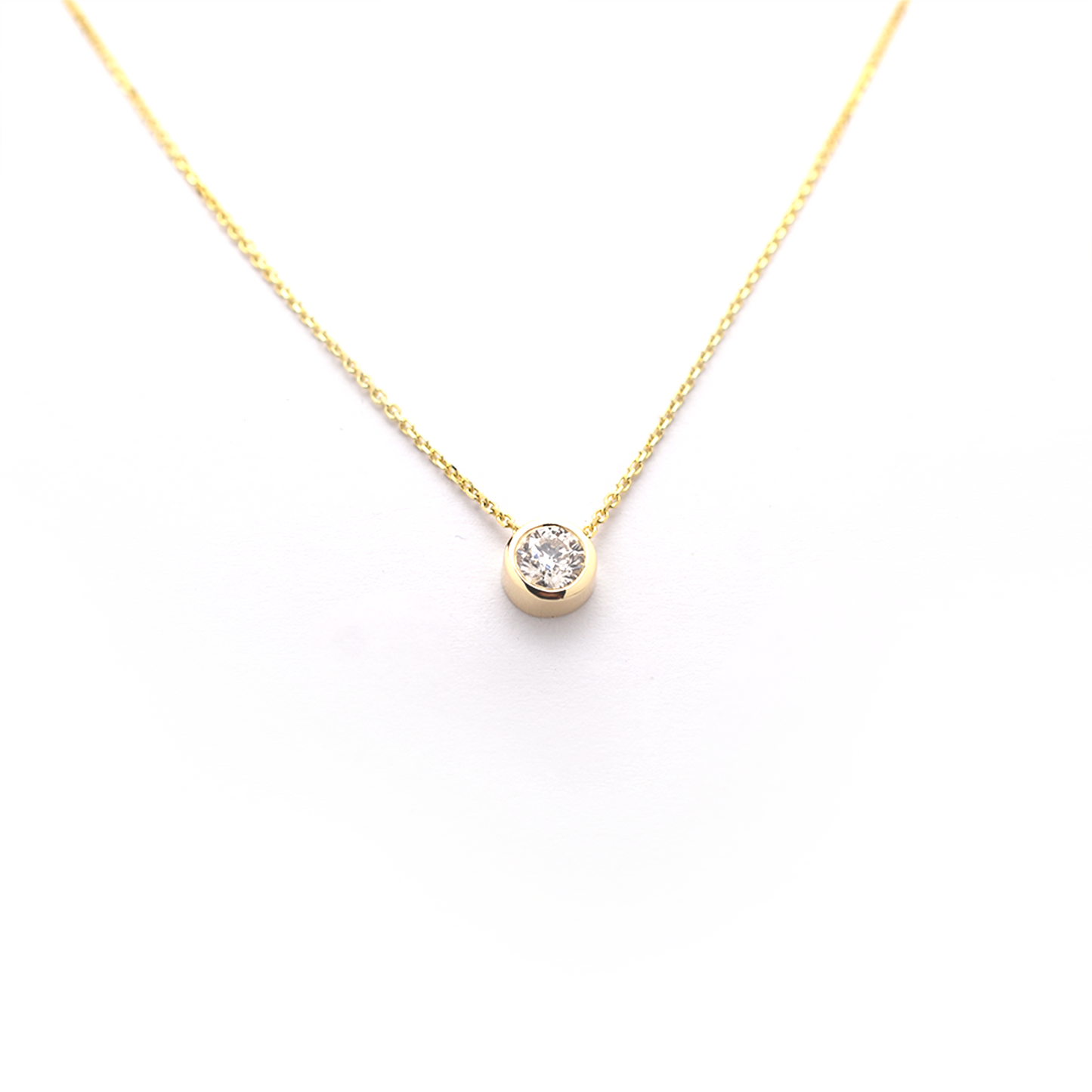 14K Gold 0.45ct Diamond Bezel Necklace