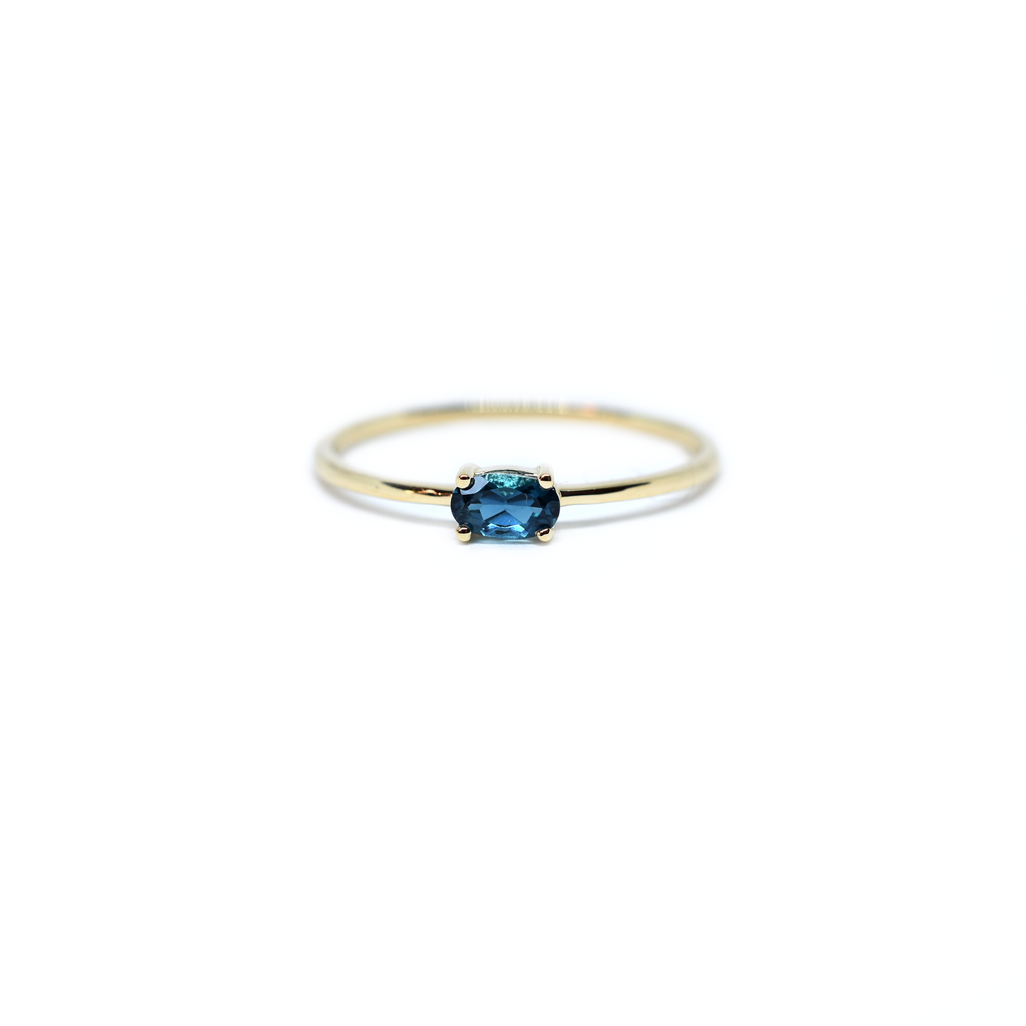 14K Gold Oval London Blue Topaz Ring