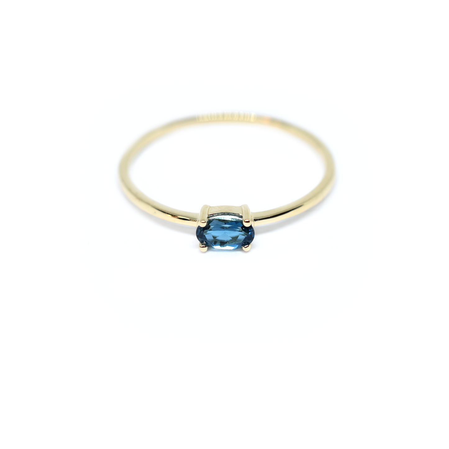 14K Gold Oval London Blue Topaz Ring