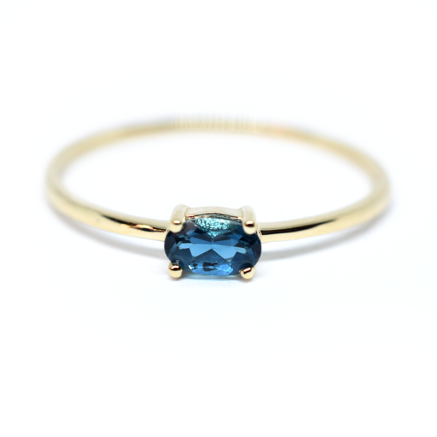 14K Gold Oval London Blue Topaz Ring