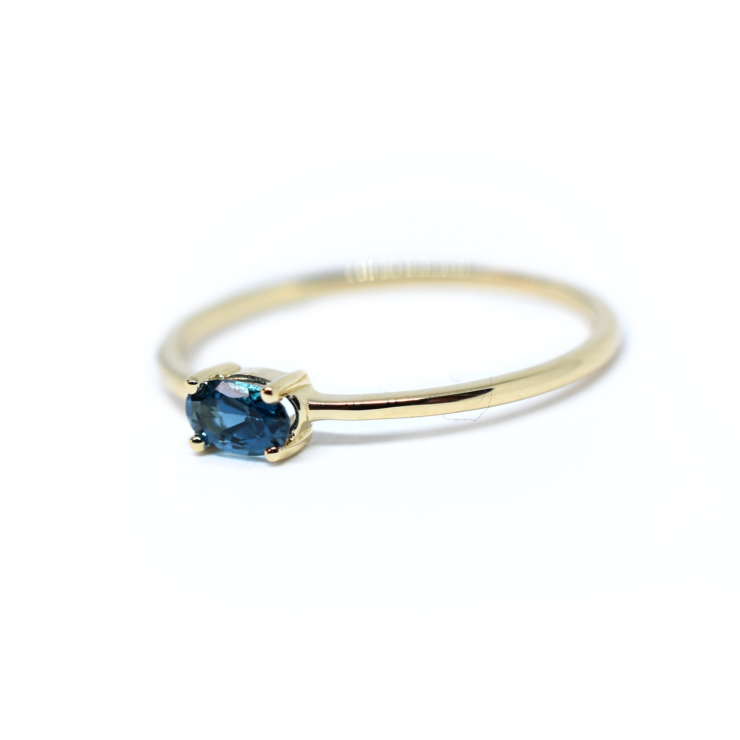 14K Gold Oval London Blue Topaz Ring