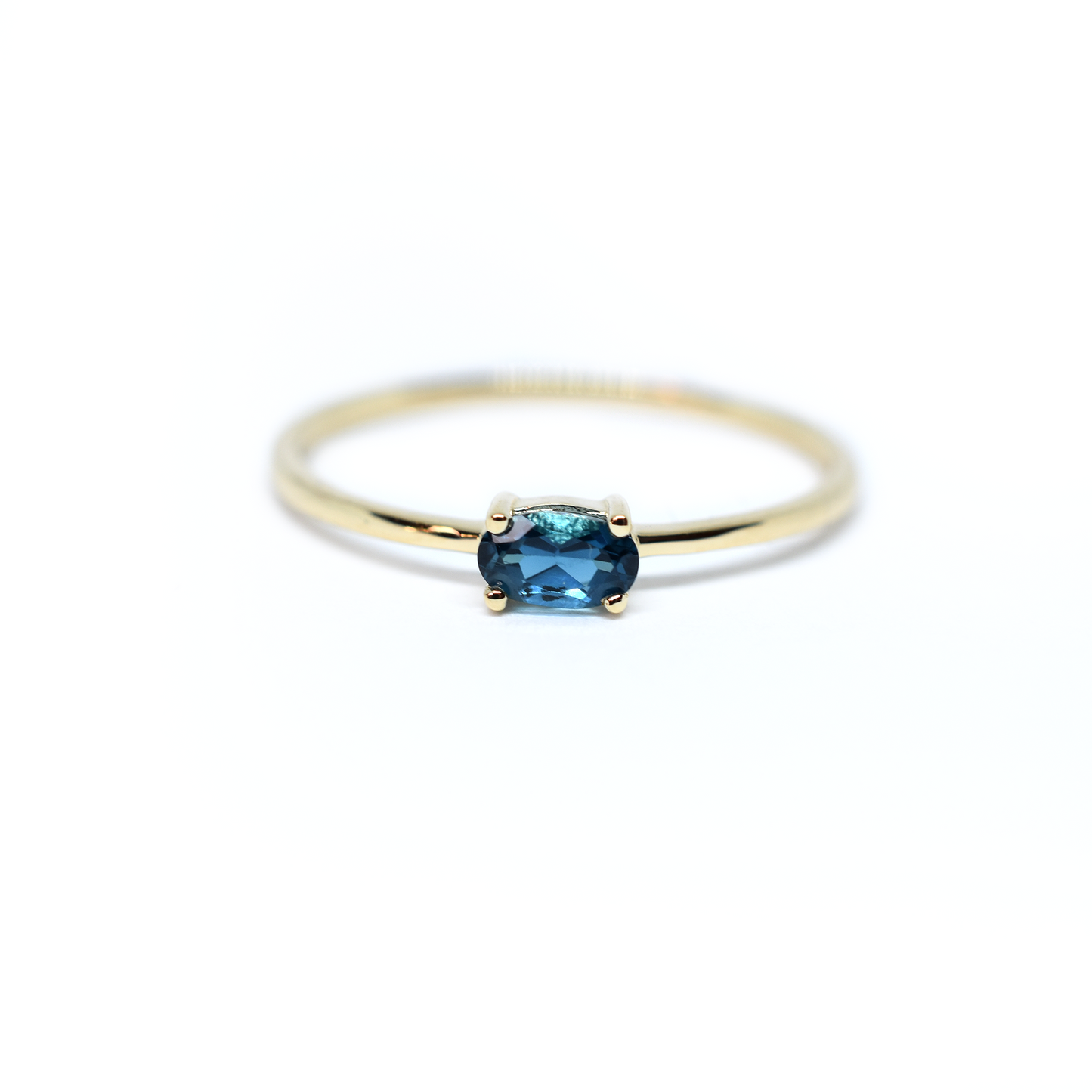 14K Gold Oval London Blue Topaz Ring