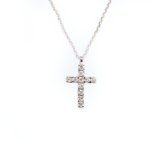 14k 0.25ct Diamond Cross Necklace