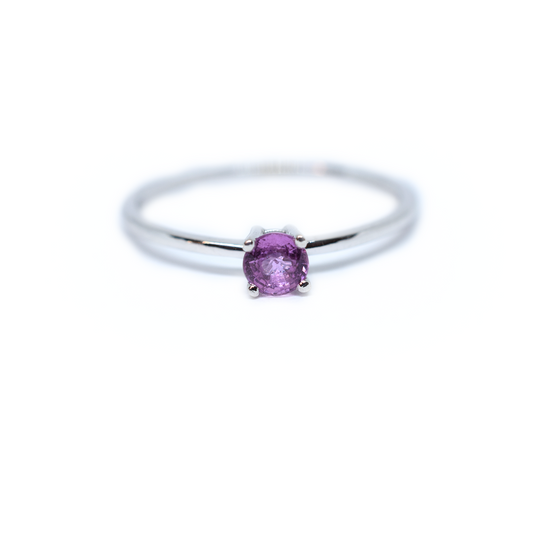 14K Gold Round Pink Sapphire Ring