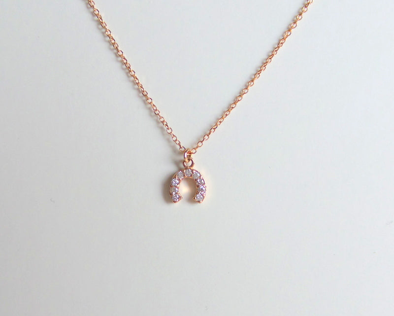 Tiffany & Co 18K White Gold & Diamonds Small Horseshoe Necklace 16