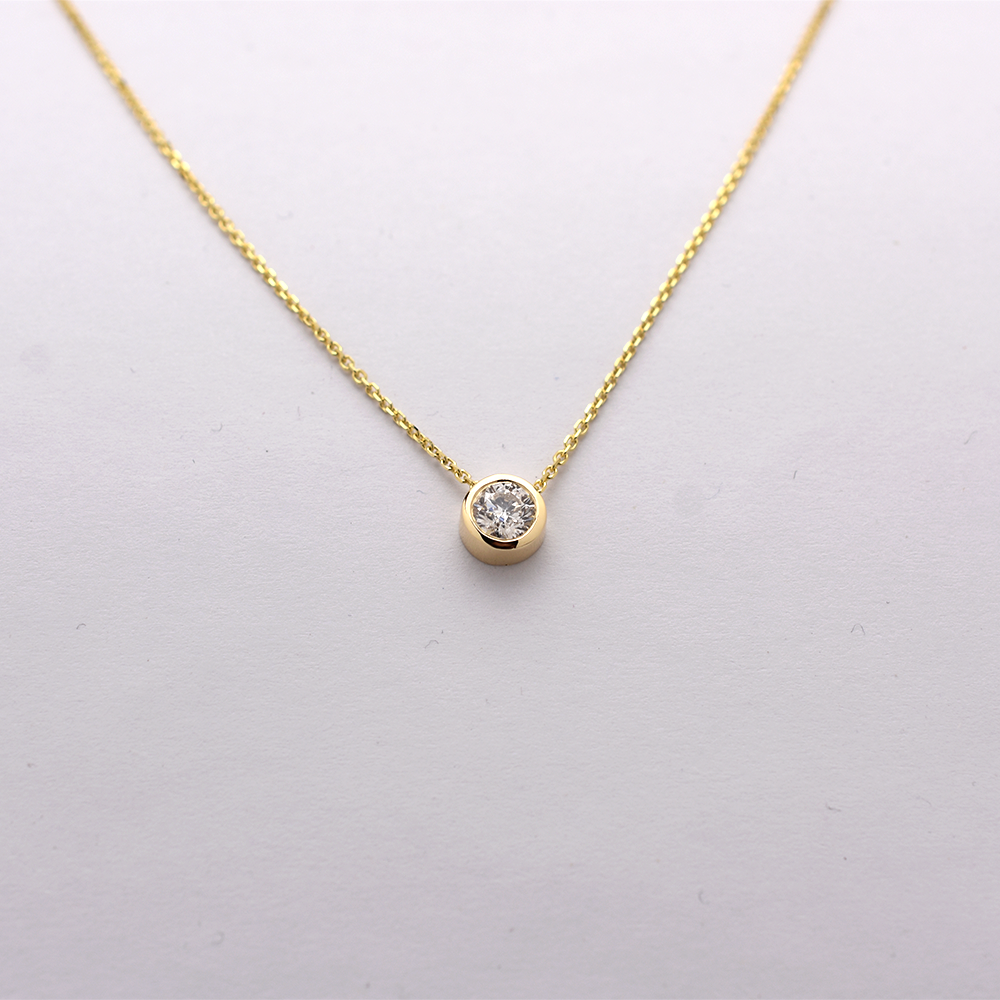 14K Gold 0.45ct Diamond Bezel Necklace