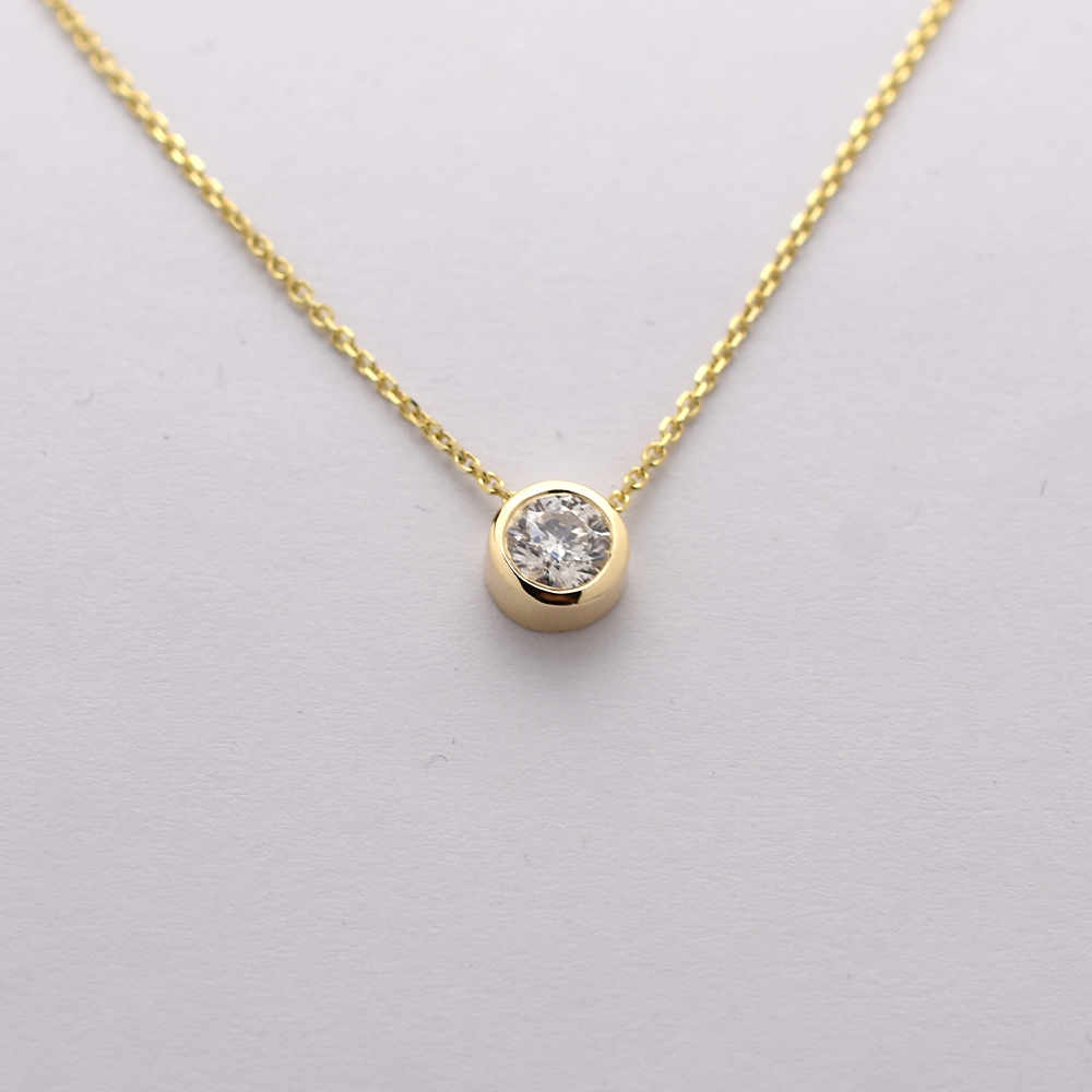 14K Gold 0.45ct Diamond Bezel Necklace