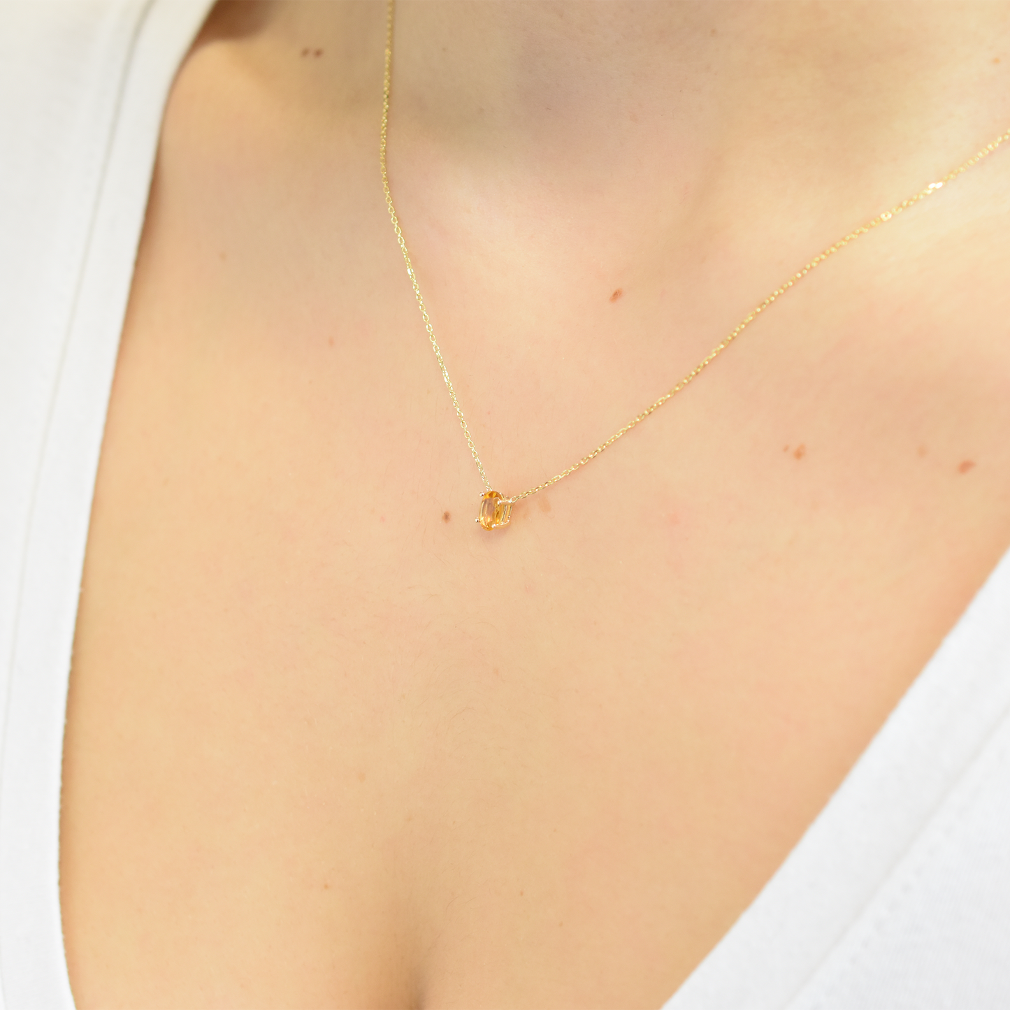 Yellow Topaz Oval Necklace