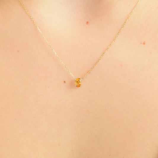 Yellow Topaz Oval Necklace