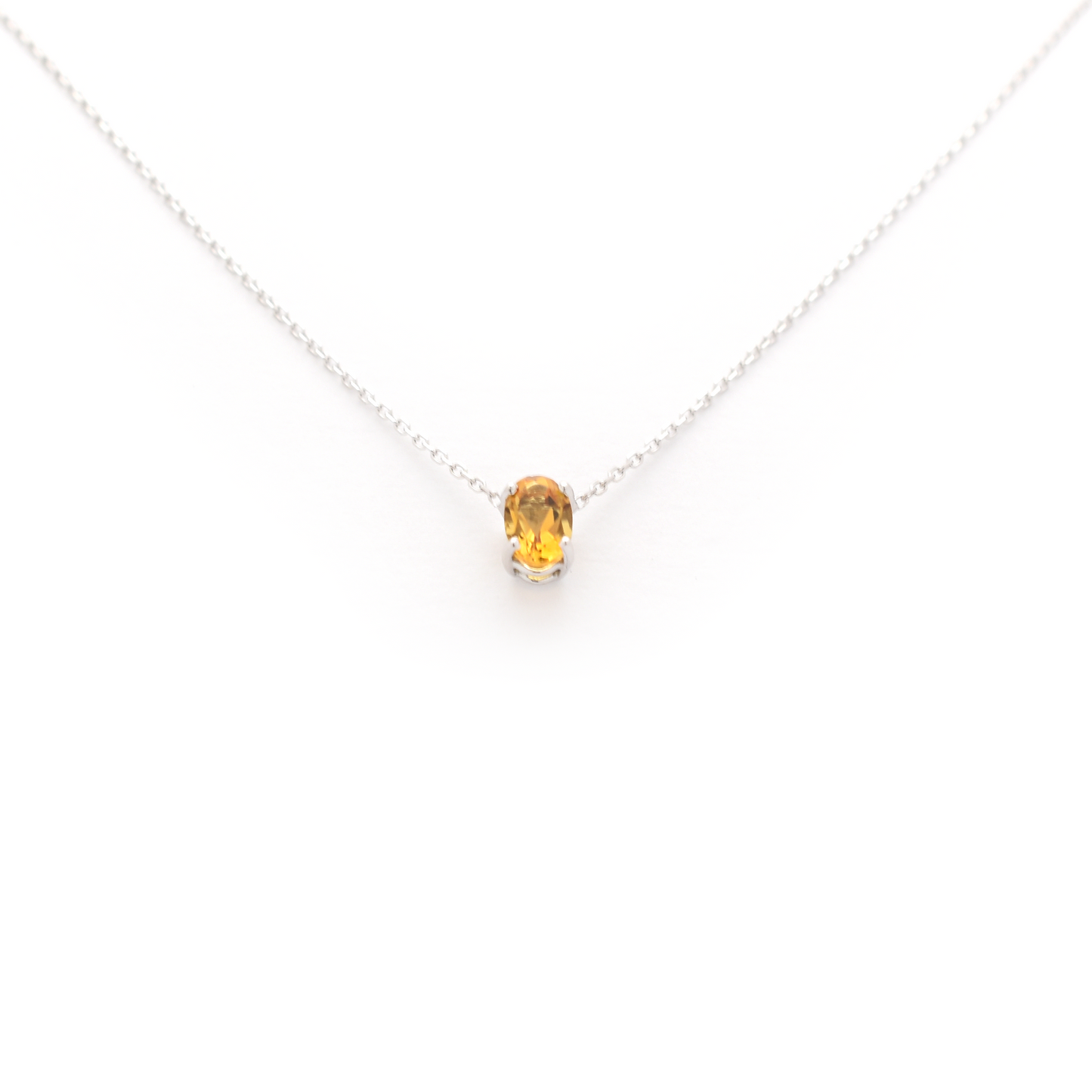 Yellow Topaz Oval Necklace