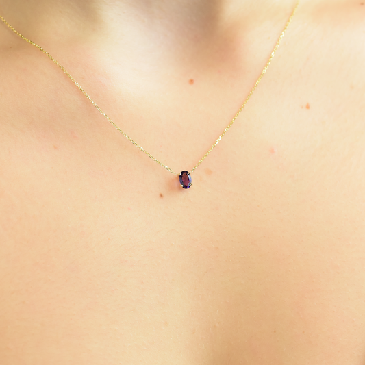 layering Amethyst necklace for everyday . on the neck