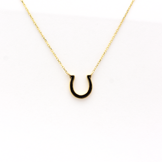 14k Black Enamel Horseshoe Necklace