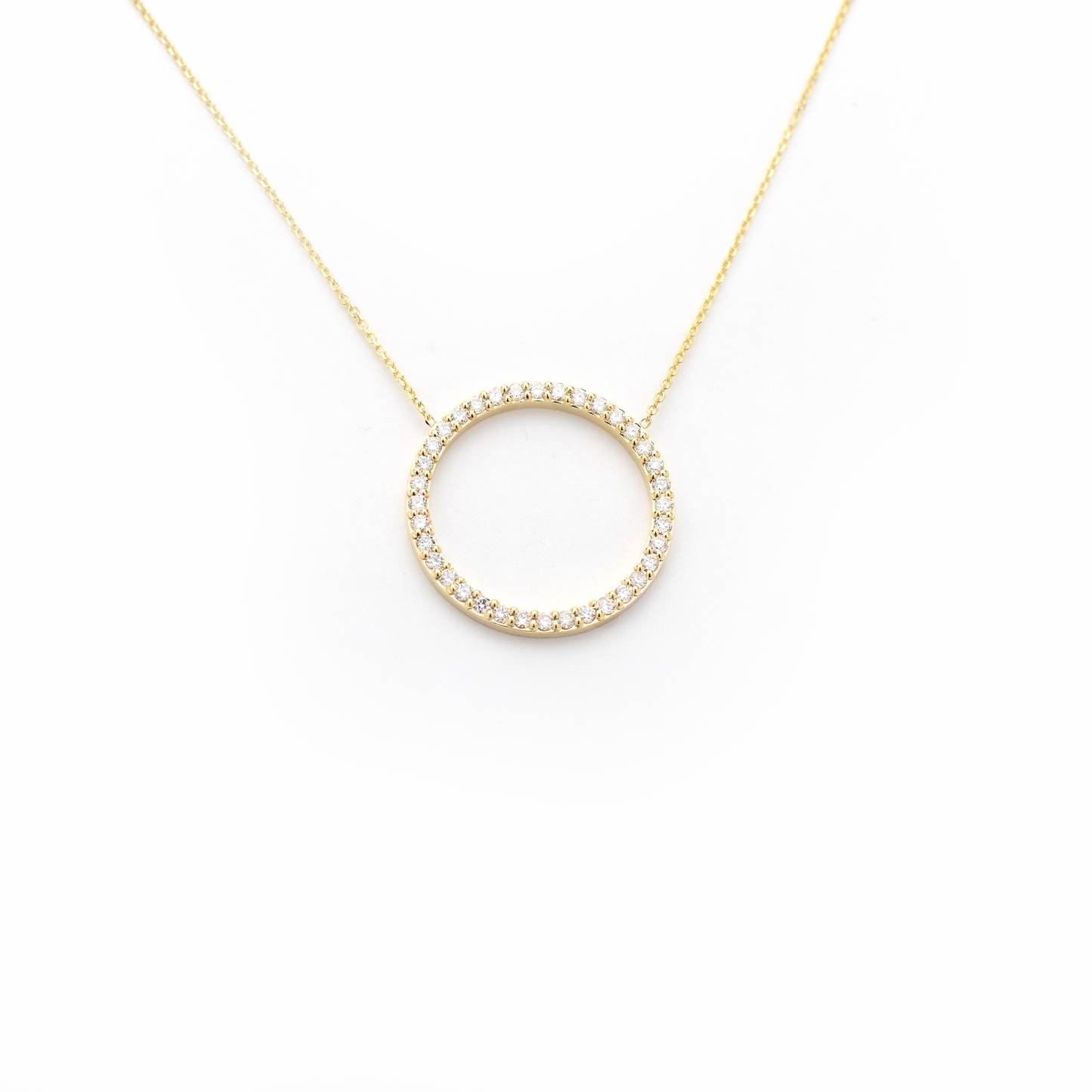Diamond circle necklace / 14k solid gold 1 carat total ethically sourced  diamonds / Layering statement