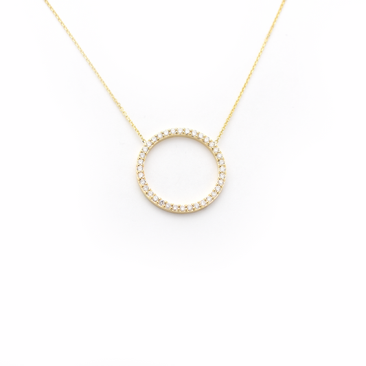 Diamond circle necklace / 14k solid gold 1 carat total ethically sourced  diamonds / Layering statement